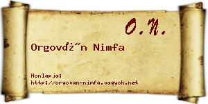 Orgován Nimfa névjegykártya